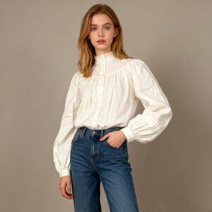 $450 NWOT SEE BY CHLOÉ Cotton Embroidery Jacquard Blouse Size 38 White